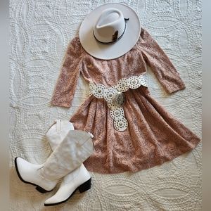 Fit and Flare Dusty Rose Lace Dress